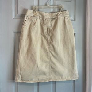 Marsh Landing Petites Women's 10 P Cream Khaki Knee Length Cotton Pencil Skirt